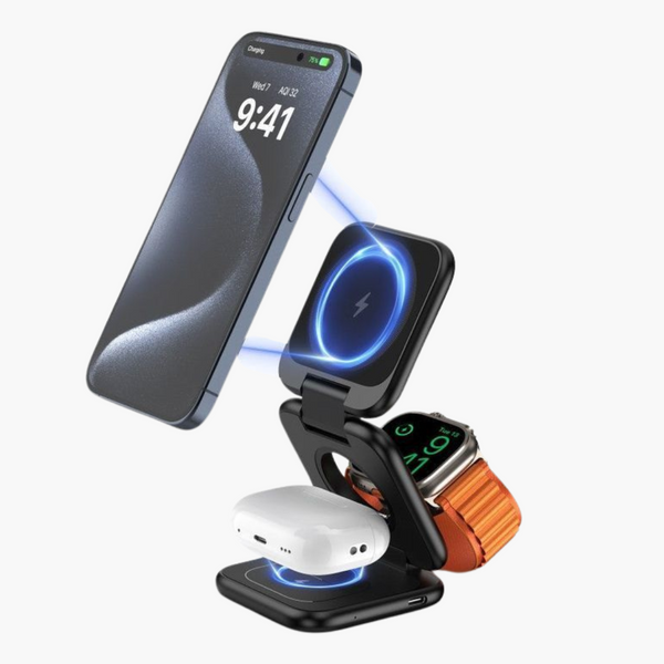 Foldable 3-in-1 mobile phone, watch, earphone charger
